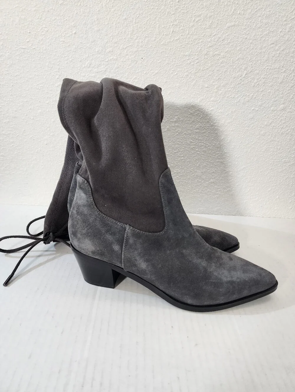 Blondo Esther Waterproof OTK Suede Stretch Boots Charcoal Pointed Toe 10M
